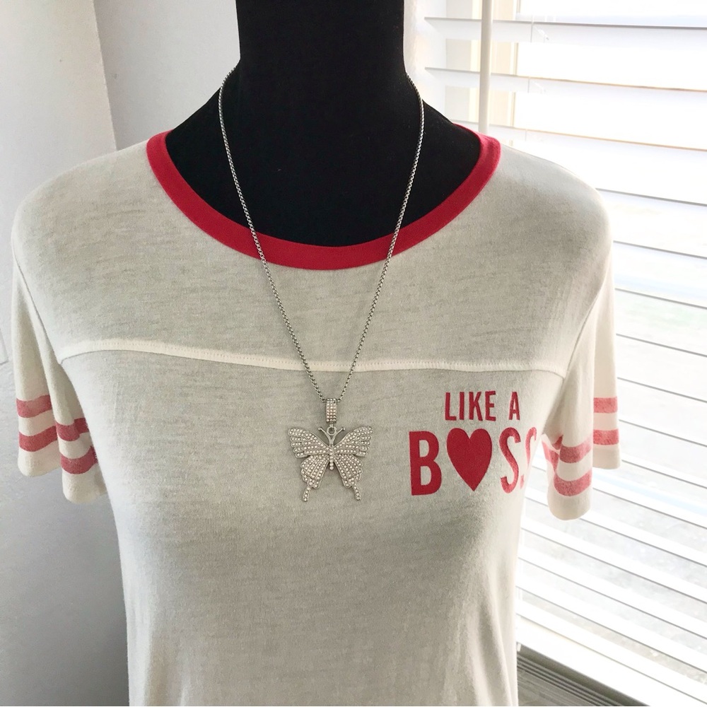 🆕 Crystal Butterfly Pendant Necklace Alloy/Stainless Steel - Picture 5 of 6